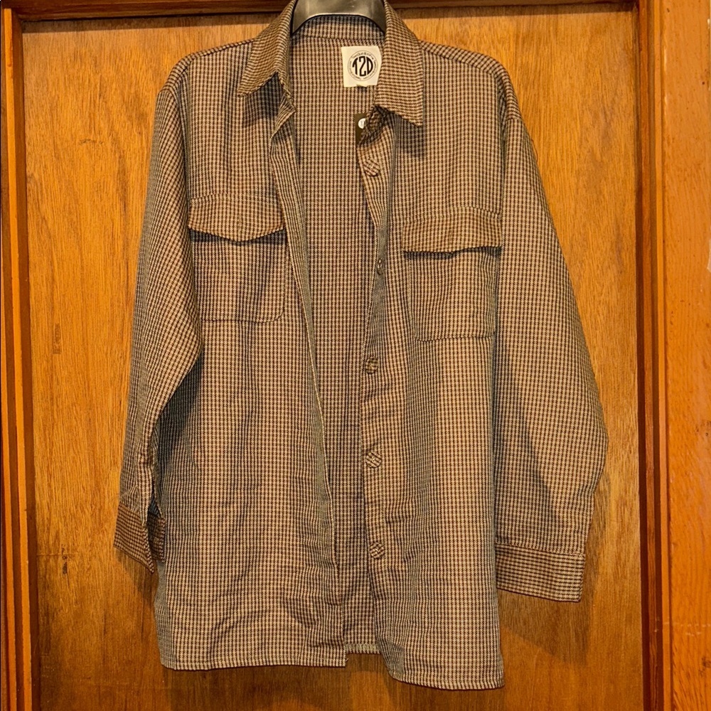 Men's Classic Brown Checkered Shirt Jacket